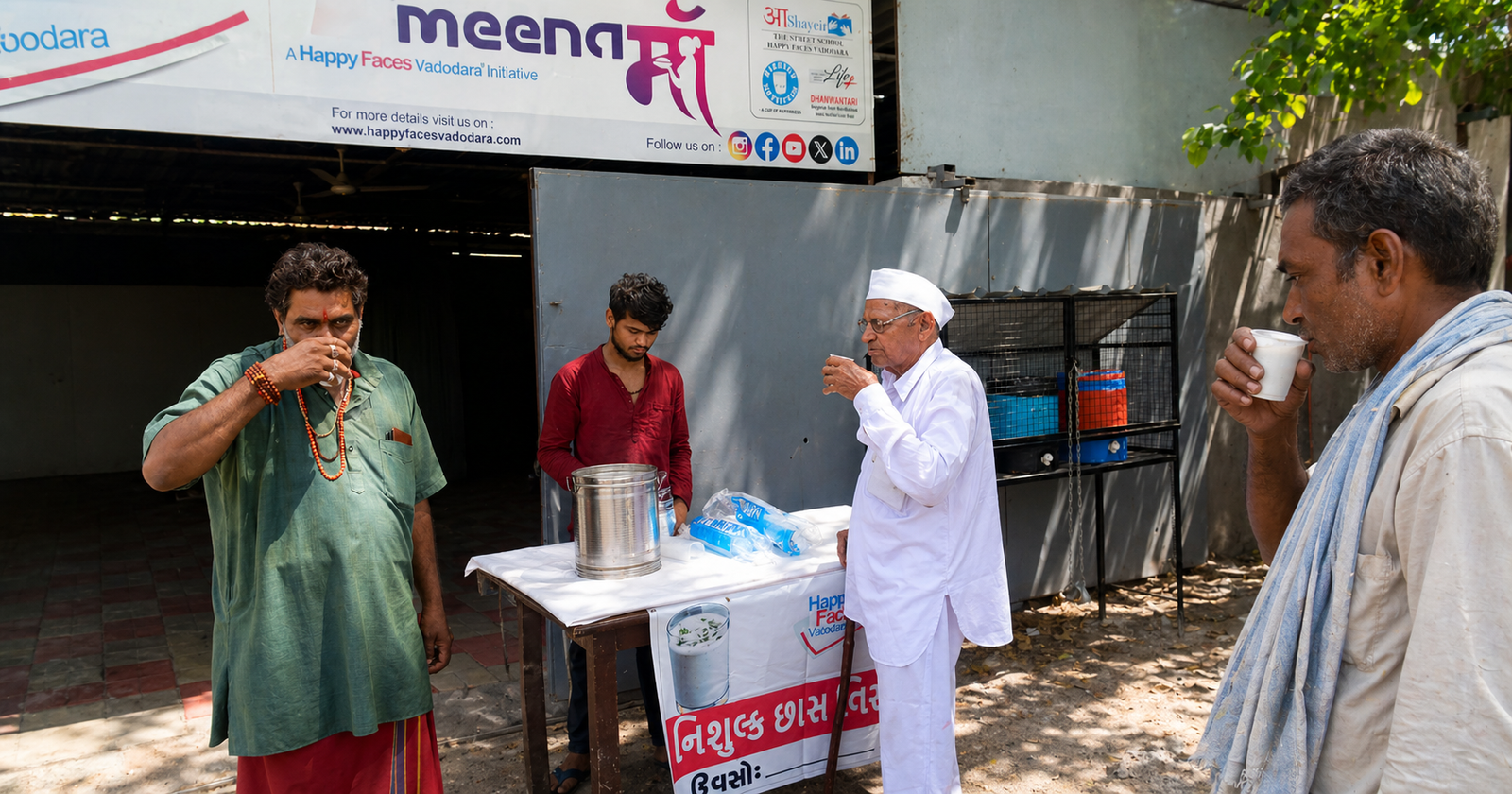 Free chaas distribution by Happy Faces Vadodara